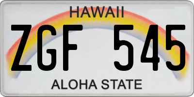 HI license plate ZGF545