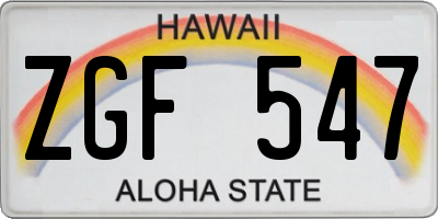 HI license plate ZGF547