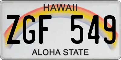 HI license plate ZGF549