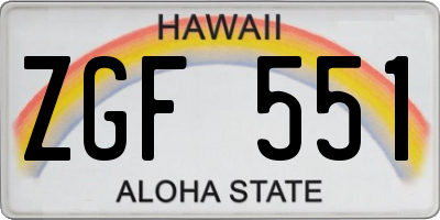HI license plate ZGF551