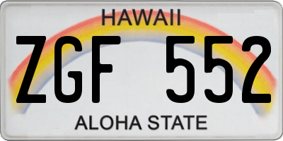HI license plate ZGF552