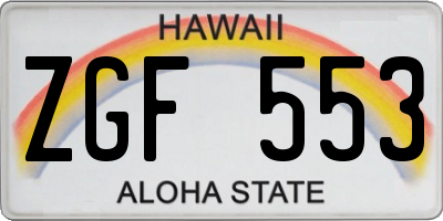 HI license plate ZGF553