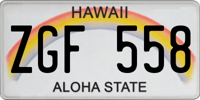 HI license plate ZGF558