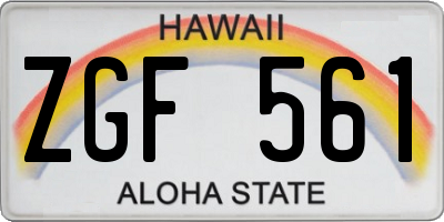 HI license plate ZGF561