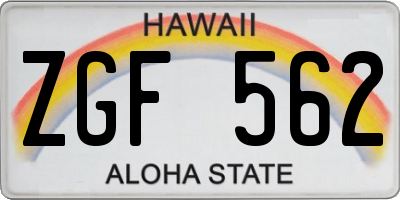 HI license plate ZGF562
