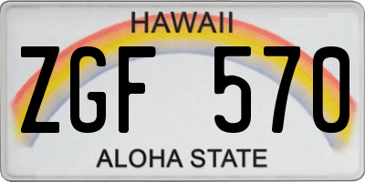 HI license plate ZGF570