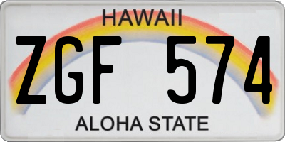 HI license plate ZGF574
