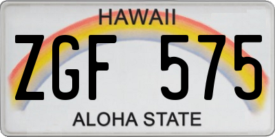 HI license plate ZGF575