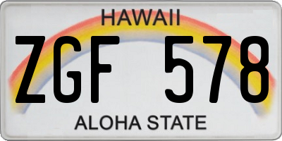 HI license plate ZGF578
