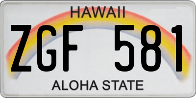 HI license plate ZGF581
