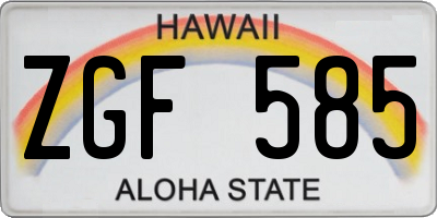 HI license plate ZGF585