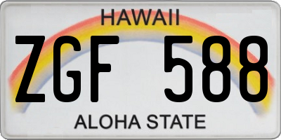 HI license plate ZGF588