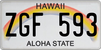HI license plate ZGF593