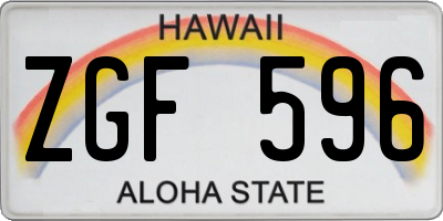 HI license plate ZGF596