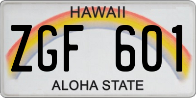 HI license plate ZGF601