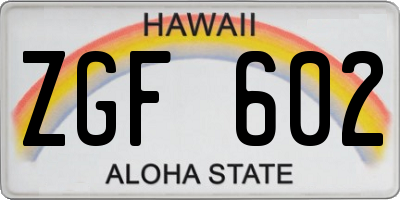 HI license plate ZGF602