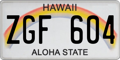 HI license plate ZGF604