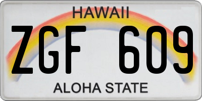 HI license plate ZGF609