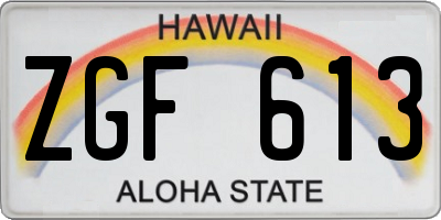 HI license plate ZGF613