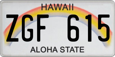 HI license plate ZGF615