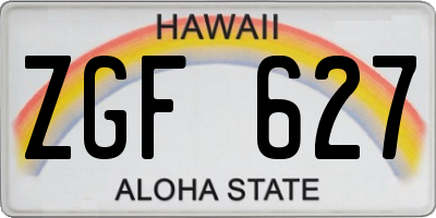 HI license plate ZGF627