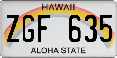 HI license plate ZGF635