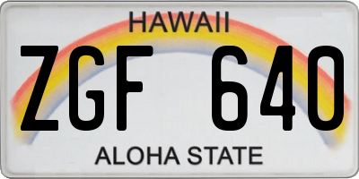 HI license plate ZGF640