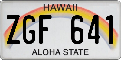 HI license plate ZGF641