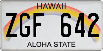 HI license plate ZGF642