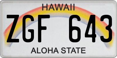 HI license plate ZGF643