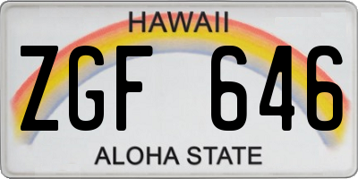 HI license plate ZGF646
