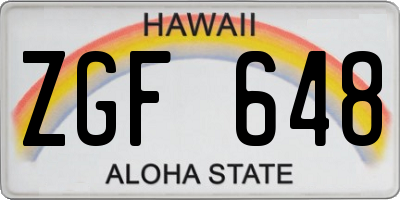 HI license plate ZGF648