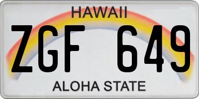 HI license plate ZGF649