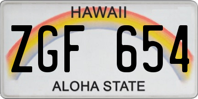HI license plate ZGF654