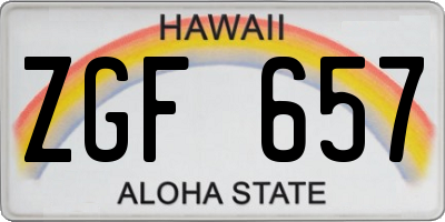 HI license plate ZGF657