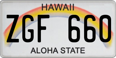 HI license plate ZGF660
