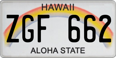 HI license plate ZGF662