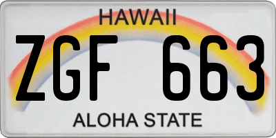 HI license plate ZGF663