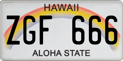 HI license plate ZGF666
