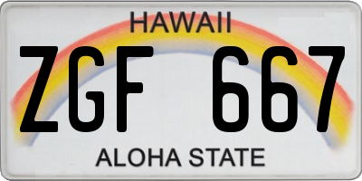 HI license plate ZGF667