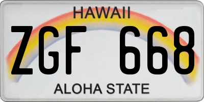 HI license plate ZGF668