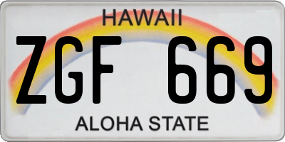 HI license plate ZGF669