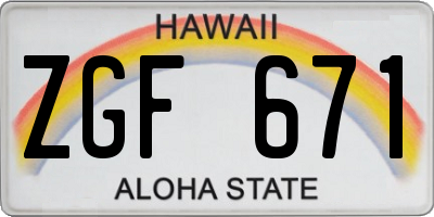 HI license plate ZGF671