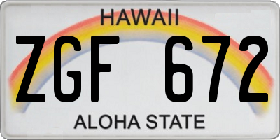 HI license plate ZGF672