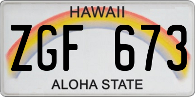 HI license plate ZGF673