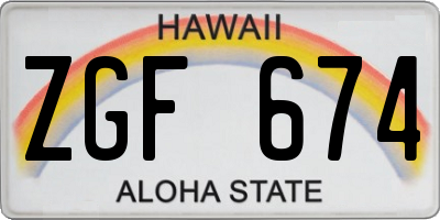 HI license plate ZGF674
