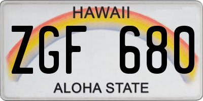 HI license plate ZGF680