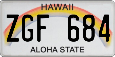 HI license plate ZGF684