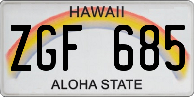 HI license plate ZGF685