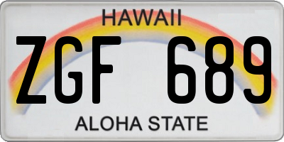 HI license plate ZGF689